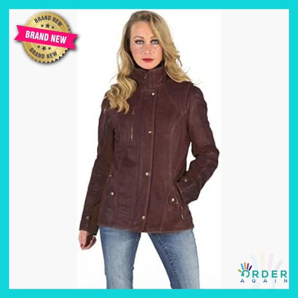 Lambskin Leather Jacket Coat Style Professional Chic Elegant Long Sleeve